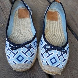 Blue Tory Burch Espadrille Logo Flats